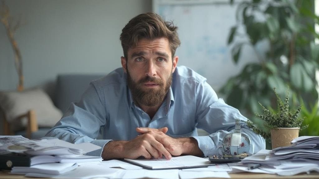 IRS Back Taxes and Tax Debt Relief in Orlando, FL 1 Worried taxpayer sitting at a desk covered in unopened IRS notices