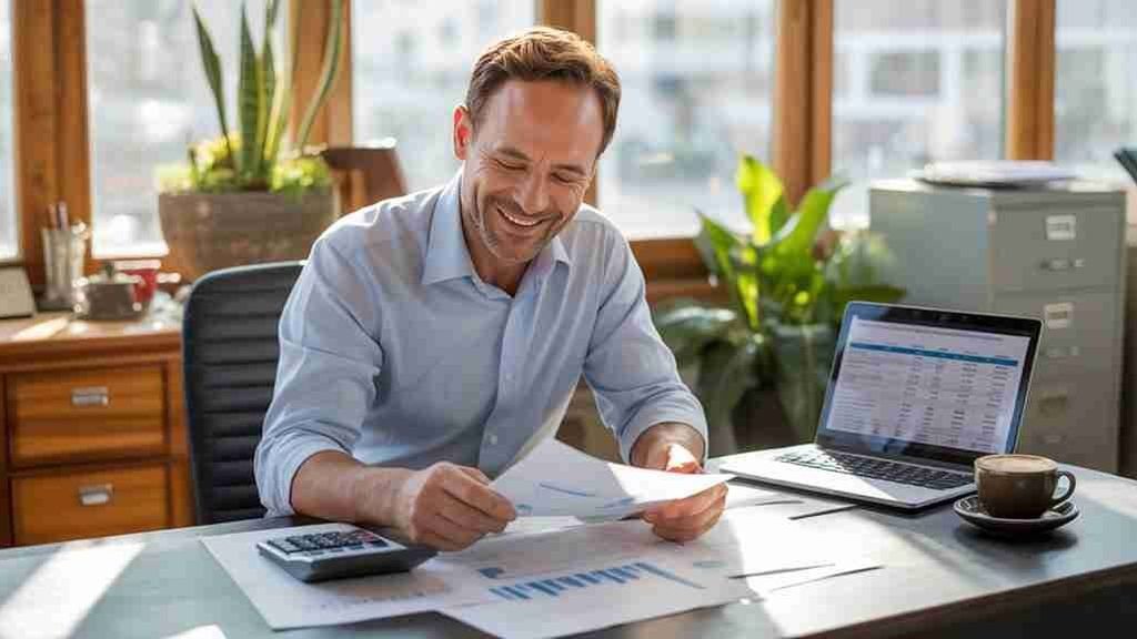 Taxpayer reviewing an approved IRS penalty abatement at a desk